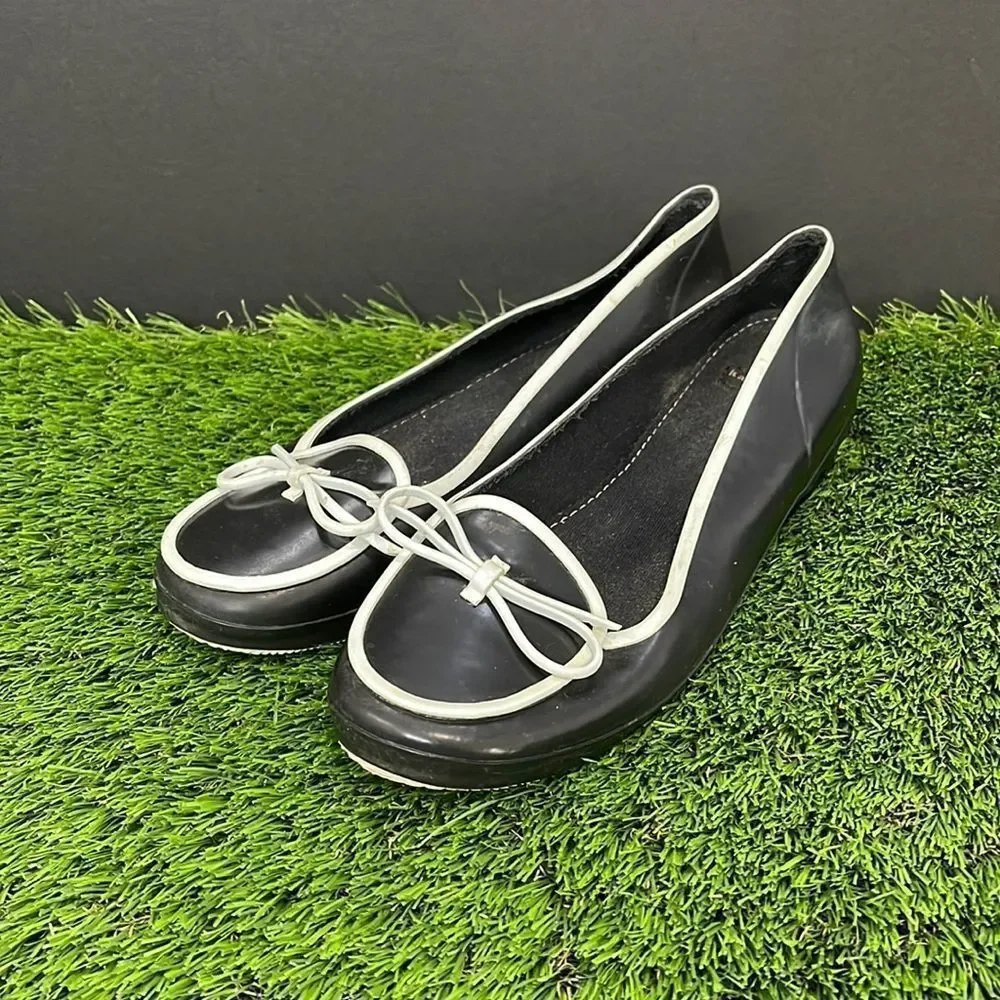Kate Spade ♠️ Rubber Flats | Black & White